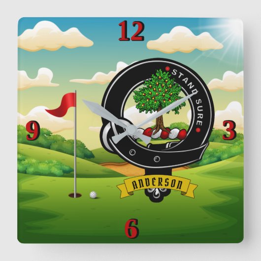 アンダーソン・クランバッジゴルフスクエアウォールクロック スクエア壁時計 (正面)