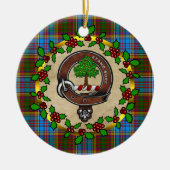 アンダーソン・クラン・バッジ&タータンチェックパーソナライズされたクリスマス セラミックオーナメント (正面)