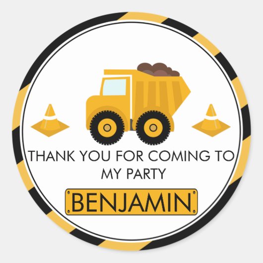 アンダートラック建築誕生日優先ステッカー ラウンドシール (正面)