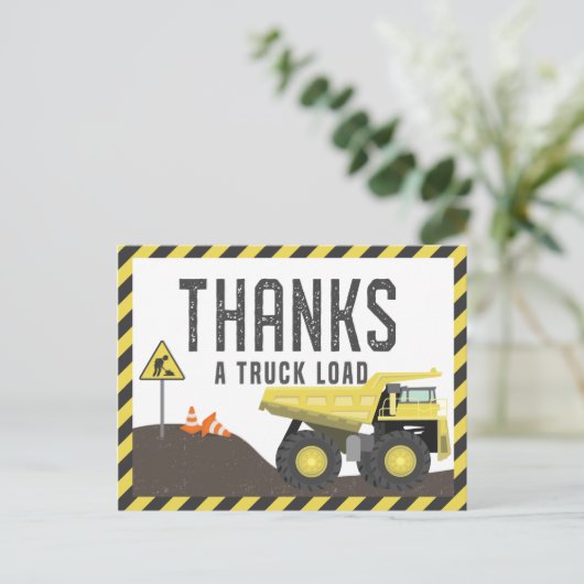 アンダー建築ダンプトラック誕生日ありがとう ポストカード (スタンド正面)