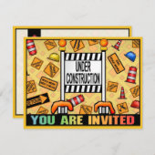 アンダー建築テーマキッズパーティの招待状 招待状 (正面/裏面)