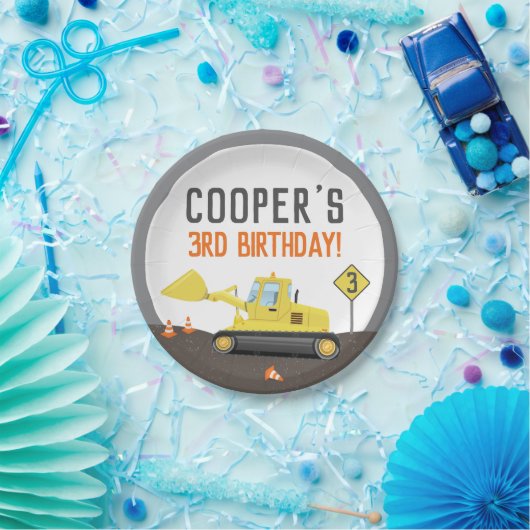 アンダー建築トラクター誕生日任意の年齢 ペーパープレート (パーティー)