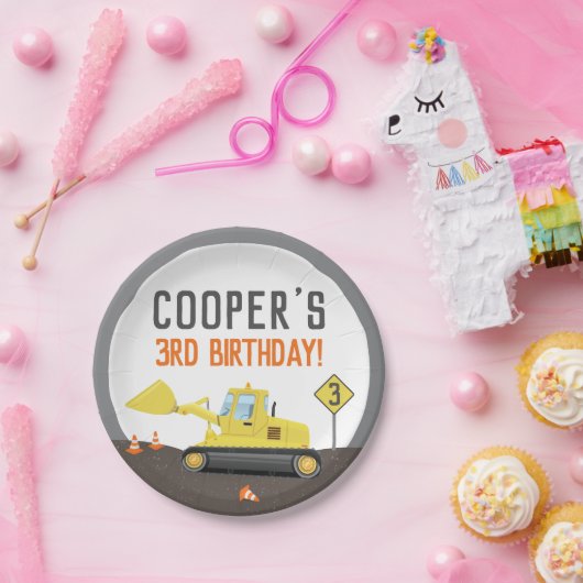 アンダー建築トラクター誕生日任意の年齢 ペーパープレート (パーティー)