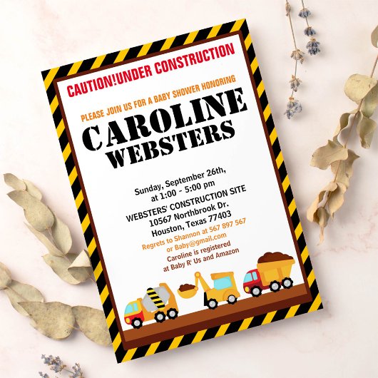 アンダー建築ベビーシャワーパーティの招待状 招待状