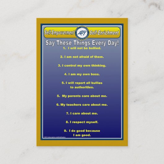 アンチいじめっ子の毎日の断言の便利な財布カード 名刺 (正面)