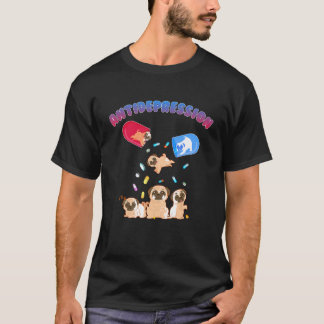 アンチうつプグドッグメンタルヘルス認識度ギ Tシャツ