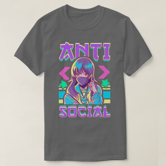 アンチおもしろいソーシャルVAPORWAVEアニメガール日本のアン Tシャツ (デザイン正面)