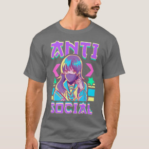 アンチおもしろいソーシャルVAPORWAVEアニメガール日本のアン Tシャツ