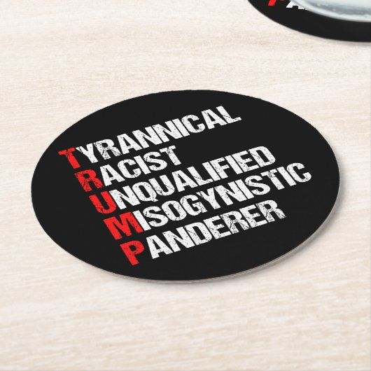 アンチおもしろいトランプの頭字語 ラウンドペーパーコースター (アングル)