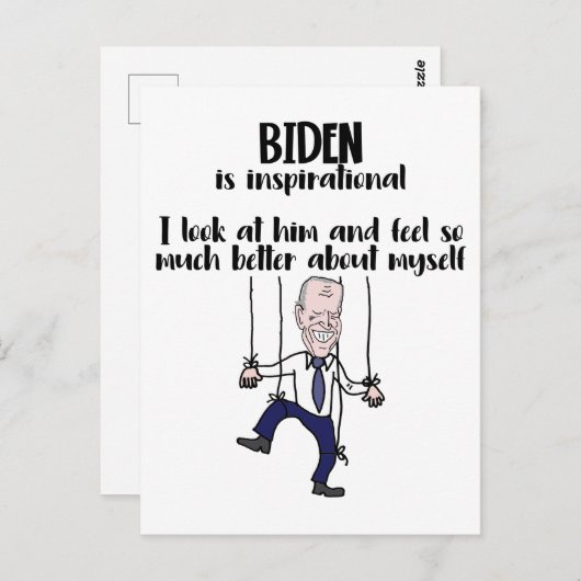アンチおもしろいバイデン氏操り人形感動的サタイヤ ポストカード (正面/裏面)