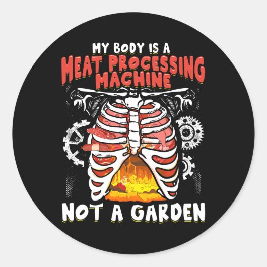 アンチおもしろいビーガン肉食おもしろい食アターミートラバーBbq C ラウンドシール (正面)