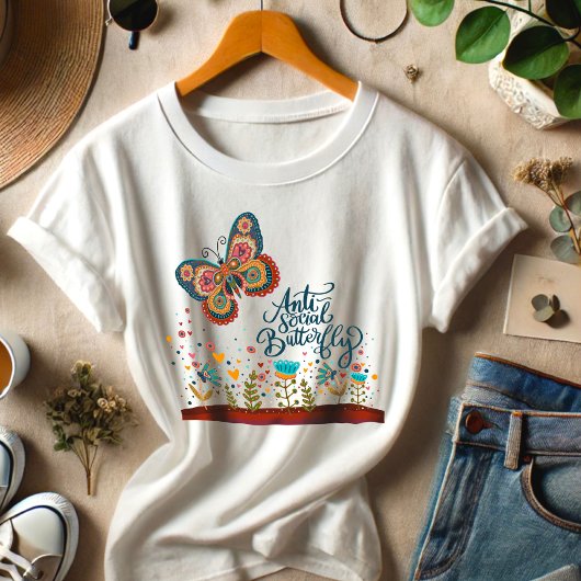 アンチおもしろい社会の蝶の感光カラフル性 トライブレンドＴシャツ