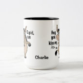 アンチおもしろい – バレンタインロバ名前をカスタムするマグカップ ツートーンマグカップ (中央)