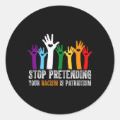 アンチのトランプストップシャツはPaのふりをする ラウンドシール (正面)