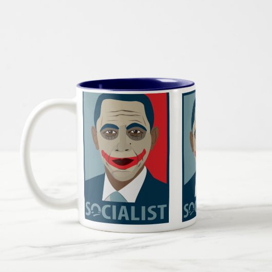アンチオバマのジョーカーの社会主義者 ツートーンマグカップ (左)