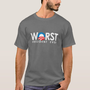 アンチオバマ-最も悪い大統領の白 Tシャツ