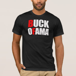 アンチオバマ-木びき台OFAMA 2の白 Tシャツ