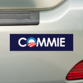 アンチオバマ- Commieの白 バンパーステッカー (車上)