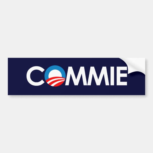 アンチオバマ- Commieの白 バンパーステッカー (正面)