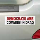 アンチオバマ「Dems Are Commies in Commies」ドラッグ バンパーステッカー (車上)