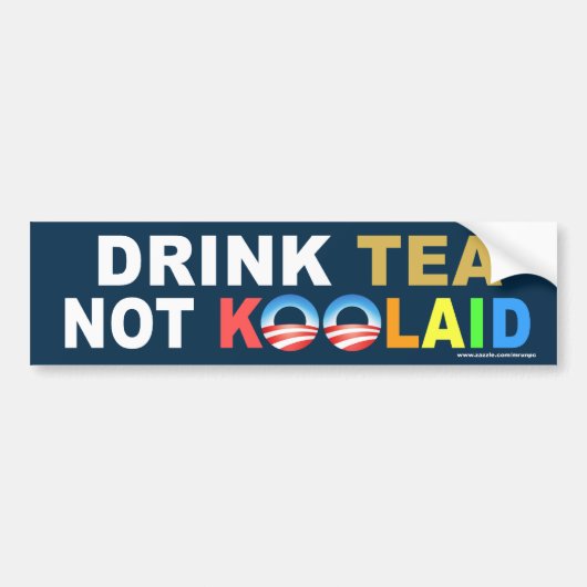 アンチオバマ「Drink Tea Not Koolaid」ステッカー バンパーステッカー (正面)