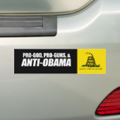 アンチオバマ- PRO-GOD PRO-GUNS ANTI-OBAMA Bumpersti バンパーステッカー (車上)