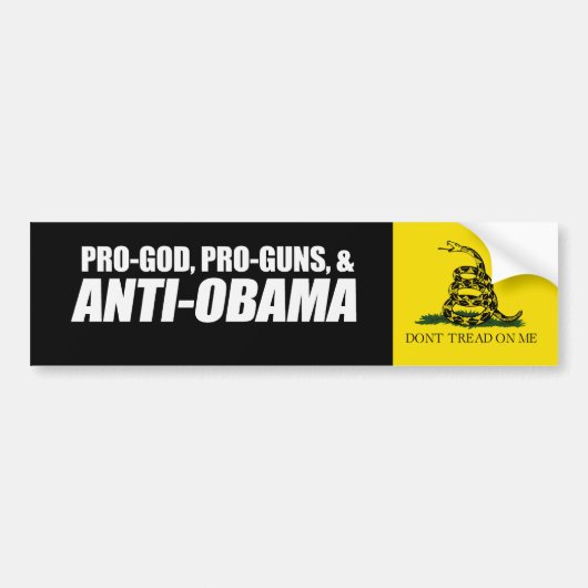 アンチオバマ- PRO-GOD PRO-GUNS ANTI-OBAMA Bumpersti バンパーステッカー (正面)
