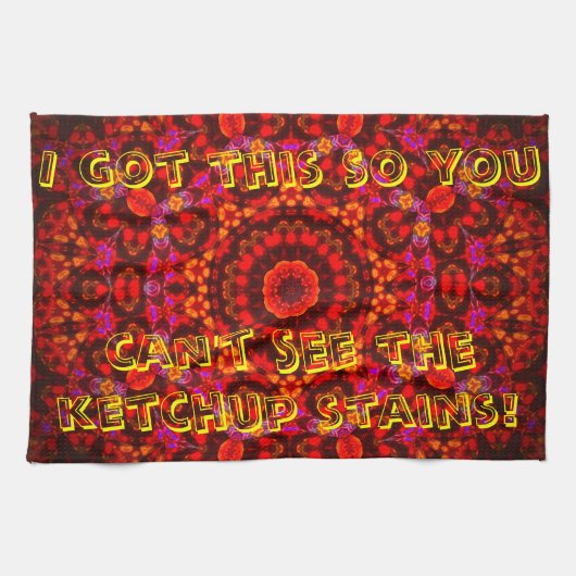 "アンチケチャップ"の曼荼羅茶タオル キッチンタオル (横)