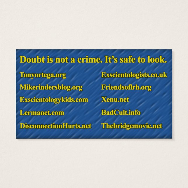 アンチサイエントロジー情報カード（組織スタッフ） (裏面)