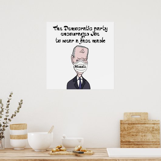 アンチジョーおもしろいバイデン氏仮面政治を着て ポスター (キッチン)
