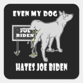 アンチジョーバイデン氏私の犬はバイデン氏の政治ユーモアを嫌う スクエアシール (正面)