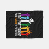 アンチストップのトランプは愛国者 フリースブランケット (正面(横))