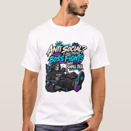 アンチソーシャルゲーマーボス戦闘ユーモア Tシャツ