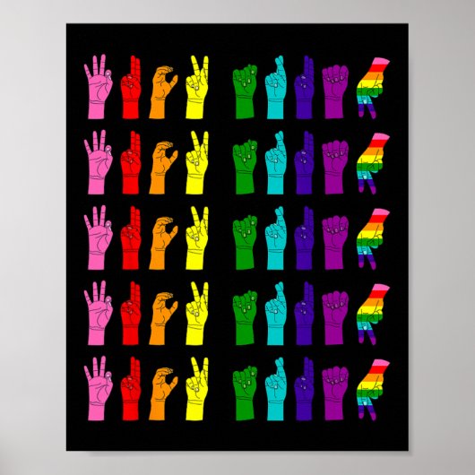 アンチトランプの微妙な手話Asl Lgbtqプライド20 ポスター (正面)
