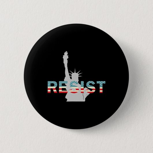 アンチトランプの自由の像#resist 缶バッジ (正面)