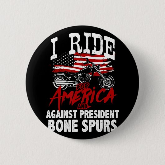 アンチトランプバイクもしくは自転車に乗る人大統領のBone Spuに対抗 缶バッジ (正面)