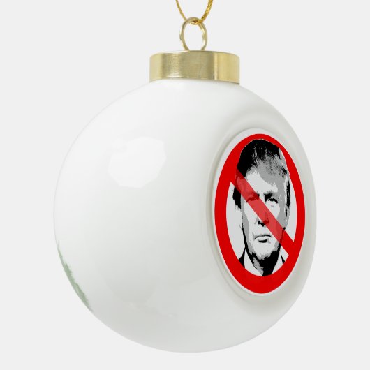 アンチトランプ交差顔 セラミックボールオーナメント (左)
