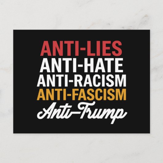 アンチトランプ嫌いうそとファシズムアンチトランプ ポストカード (正面)