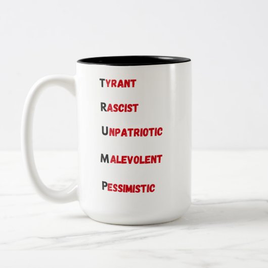 アンチトランプ頭字語2 ツートーンマグカップ (左)