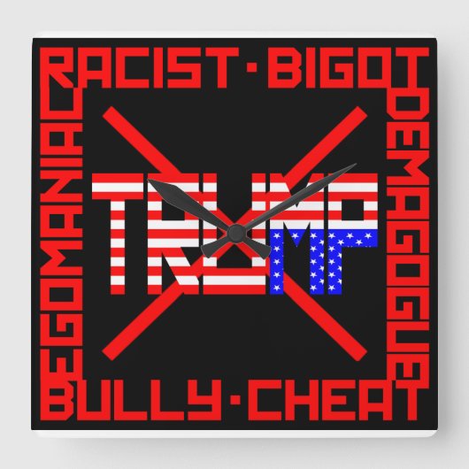 アンチトランプ スクエア壁時計 (正面)