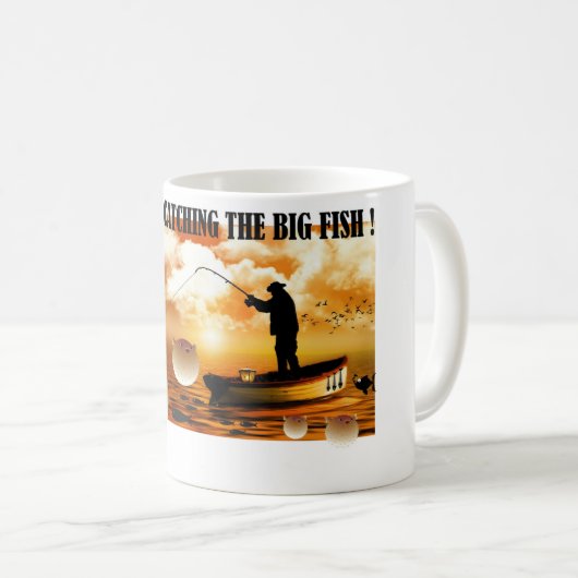 アンチトランプ/大きな魚を捕まえる！ コーヒーマグカップ (正面右)