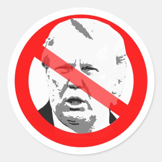 アンチドナルドのトランプ認知症が交差顔 ラウンドシール (正面)