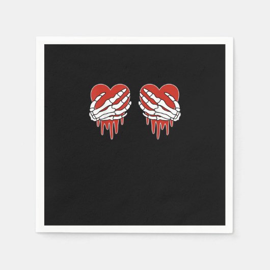 アンチバレンタインスケルトンハンドハートゴシック スタンダードカクテルナプキン (正面)