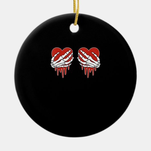 アンチバレンタインスケルトンハンドハートゴシック セラミックオーナメント (正面)