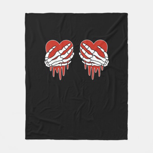 アンチバレンタインスケルトンハンドハートゴシック フリースブランケット (正面)