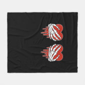 アンチバレンタインスケルトンハンドハートゴシック フリースブランケット (正面(横))