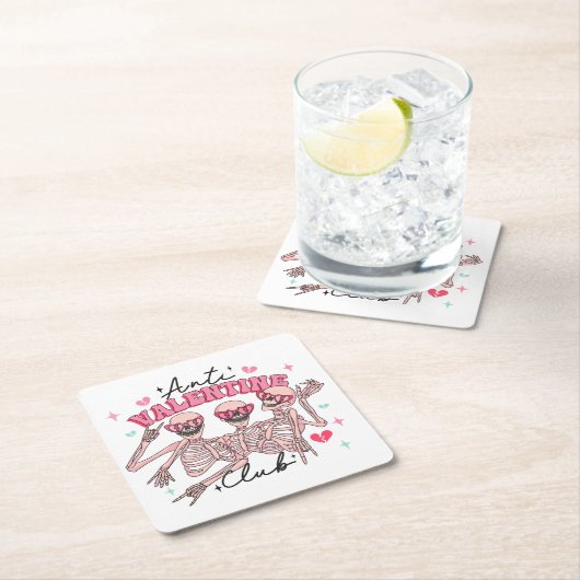 アンチバレンタインデイスケルトン スクエアペーパーコースター (インサイチュ)