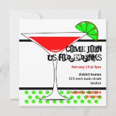 アンチバレンタイン日のパーティーのカクテルマルティーニ 招待状 (裏面)