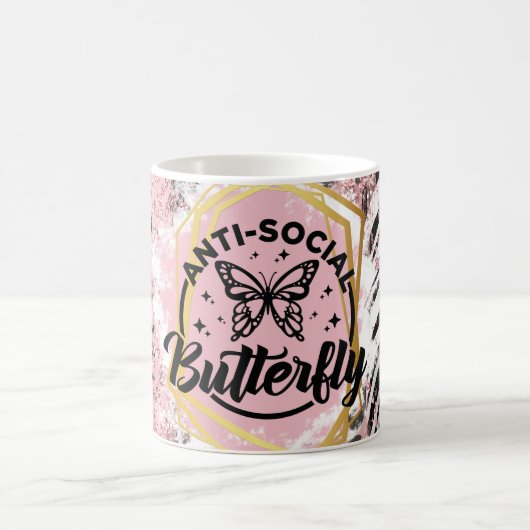アンチパーソナライズされた社会の蝶セラミックマググ コーヒーマグカップ (中央)