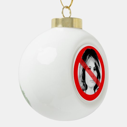 アンチメラニアトランプ交差顔 セラミックボールオーナメント (左)